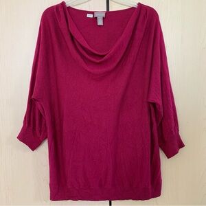 Chico's‎ Top Women's 3/4 Sleeve Knit Cashmere Blend Sweater Red Size 2 (12/14-L)